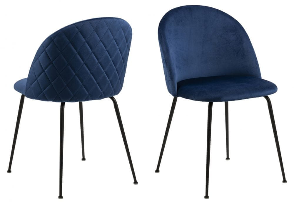 Design Scandinavia Jedálenská stolička Louise (SET 2ks), modrá
